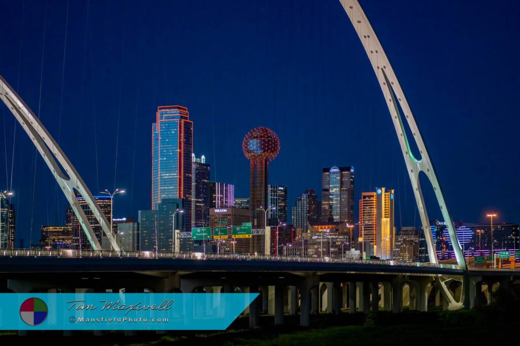 Dallas Cityscape Photo With Mcdermott Bridge