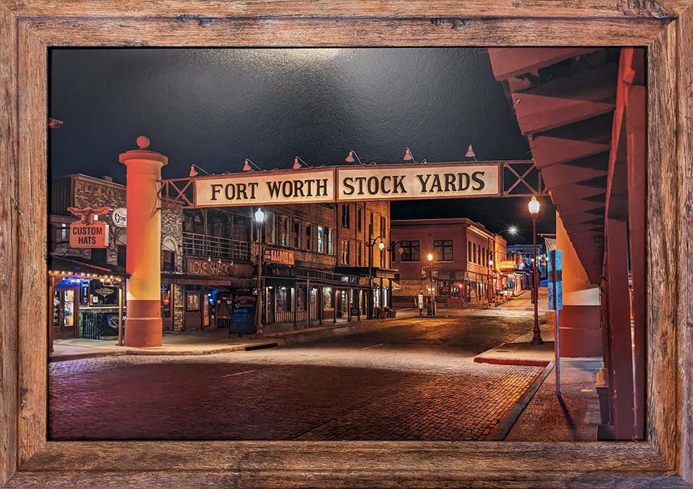Fort Worth Stockyards 12X18 Framed Print For Sale.