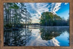 Morning Reflections at Steinhagen in Texas. 12x18 Framed Print for Sale.