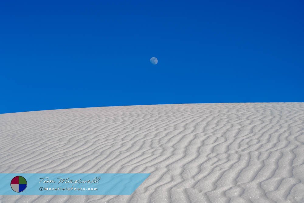 Moon And Sand Patterns At White Sands National Park