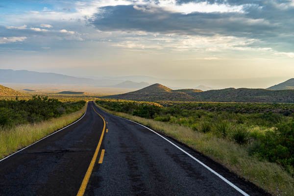 Desert Highway and View, Big Bend National Park, Texas