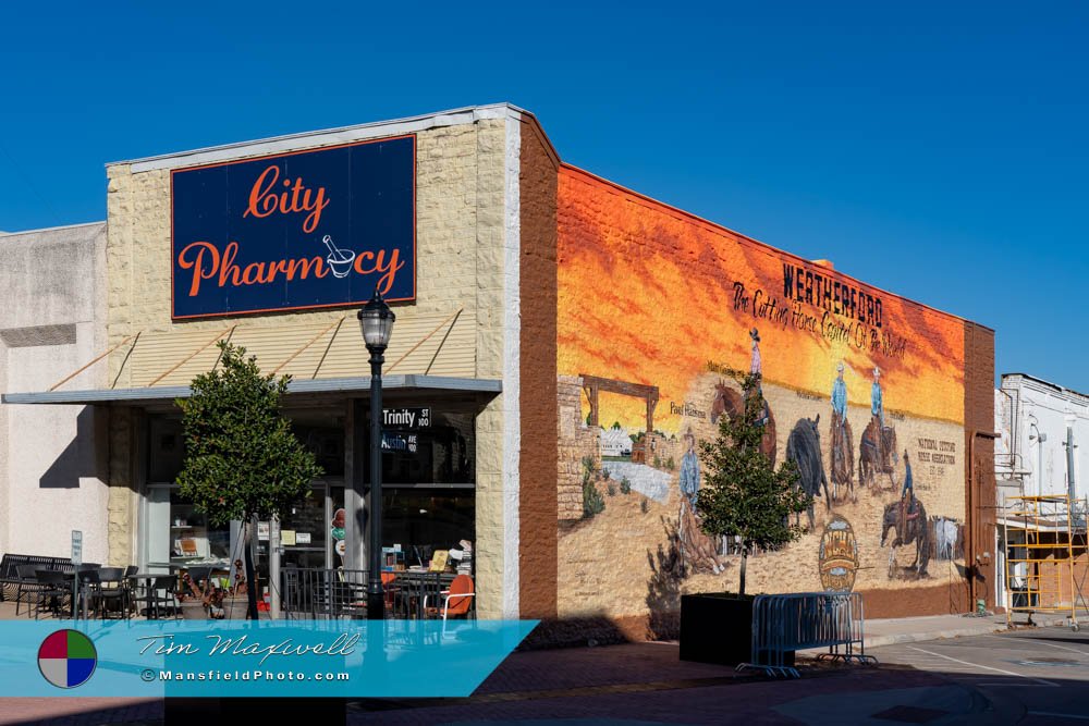 Pharmacy and Mural in Weatherford, Texas