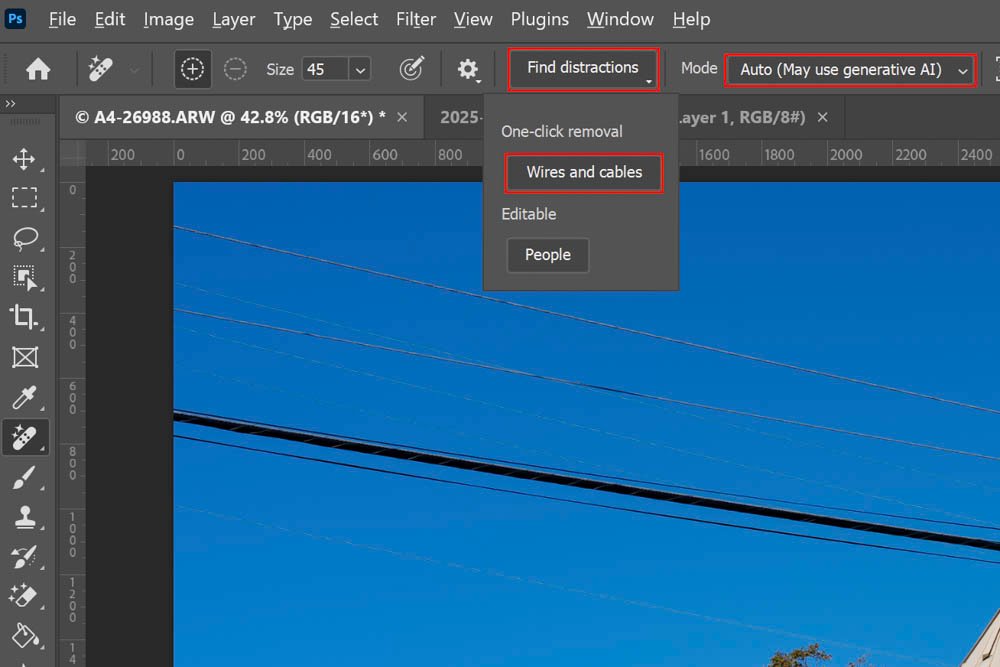 Select the Remove Tool Mode and Type of Distraction