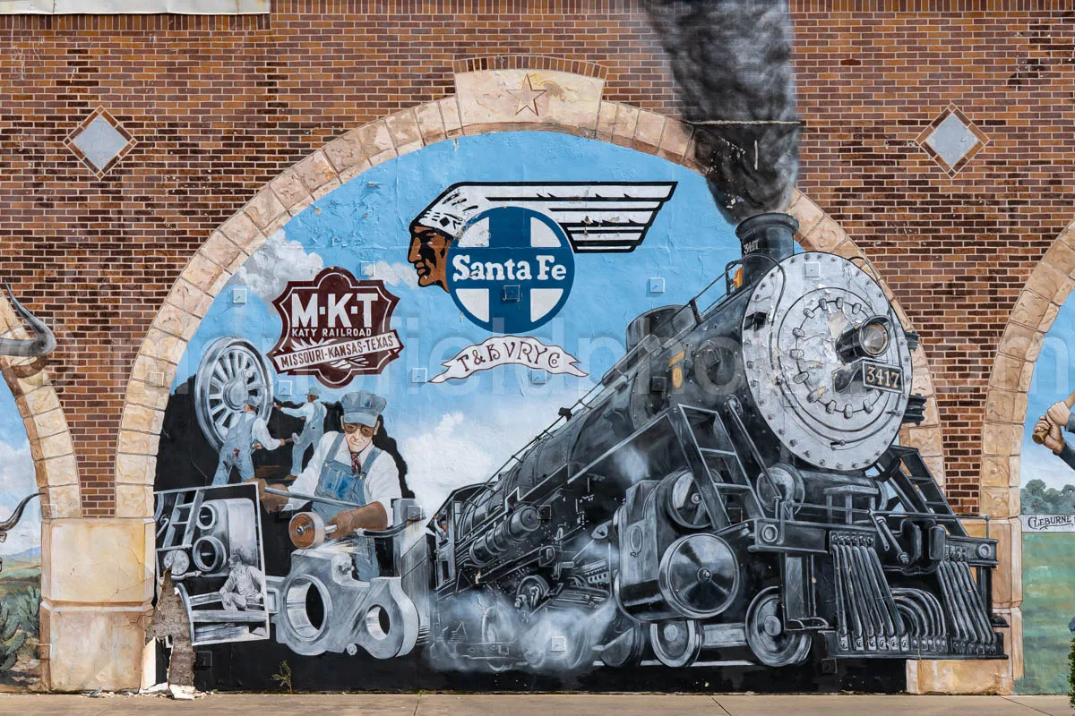 Santa Fe Train Mural In Cleburne, Texas A4-33982