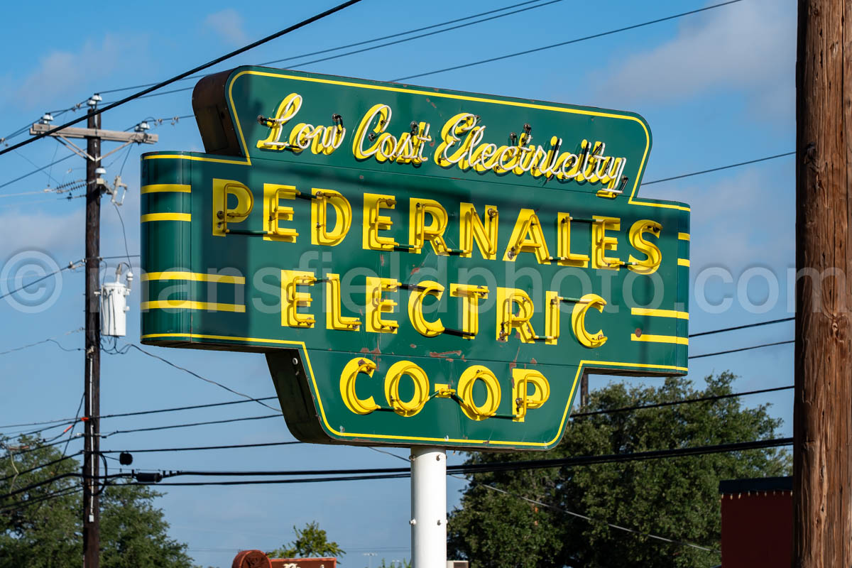 Pedernales Electric Coop Sign In Johnson City, Texas A4-38261